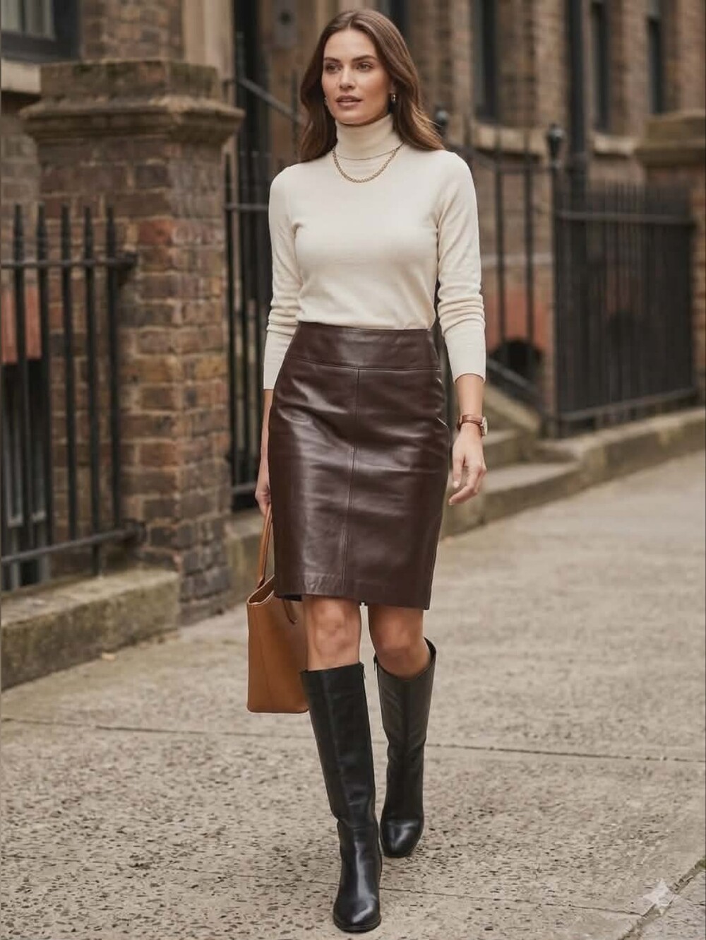 NWT Cache Genuine Lamb Leather Pencil Skirt - Chocolate Brown Size 2